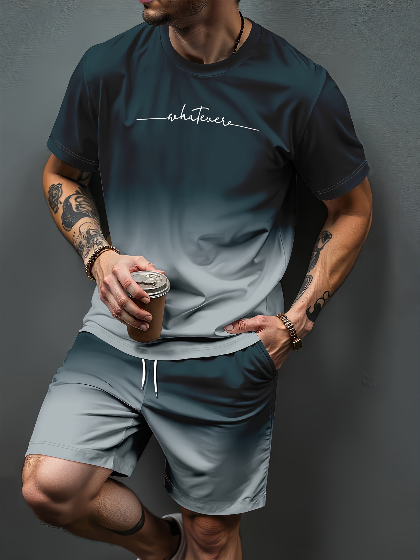 Summer Clothing Patterns - 그라디언트 문자 패턴 3D 인쇄 운동복