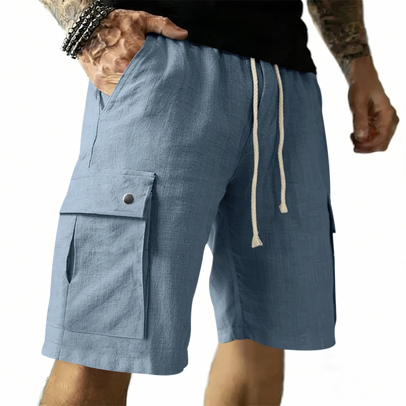 Linen Shorts Men - 유럽과 미국 스타일의 멀티 포켓 툴링