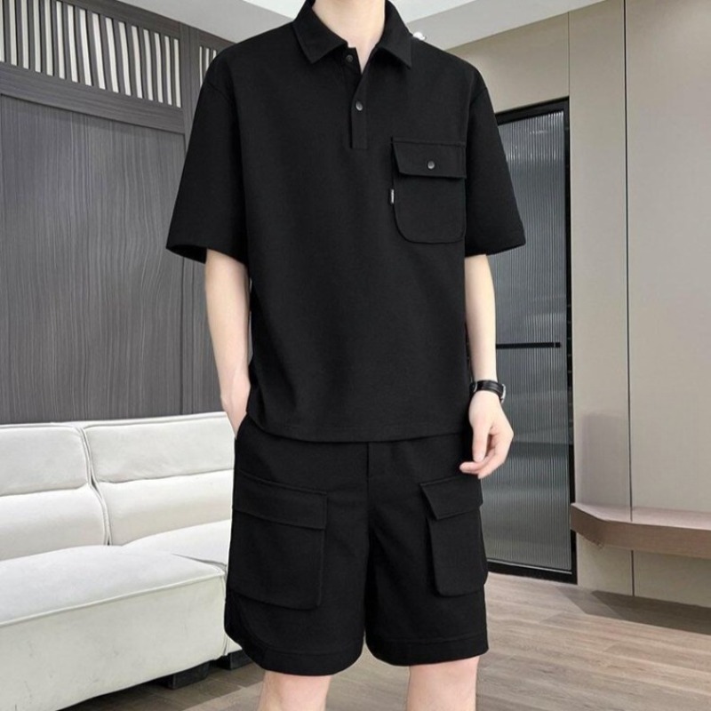 Summer Clothing Sets - 남성 여름 반팔 폴로셔츠 반바지 세트