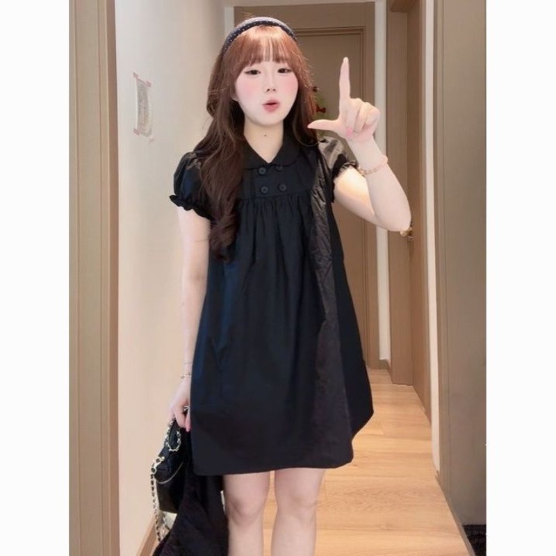 Summer Clothing New Look - 인형 칼라 A라인 원피스 슬림핏 여름