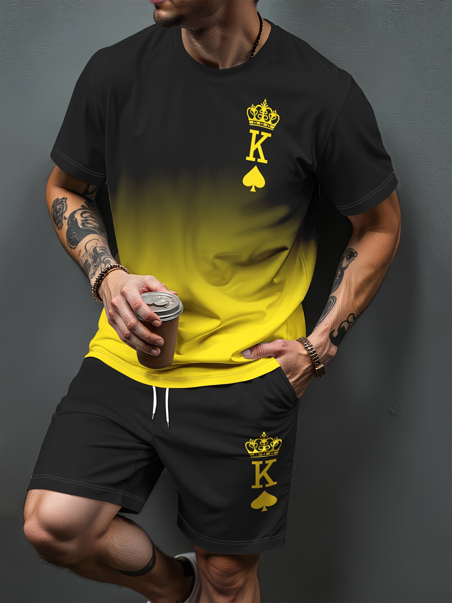 그라디언트 문자 패턴 3D 인쇄 운동복 남성 여성 캐주 - Summer Clothing Patterns 리뷰 및 가격