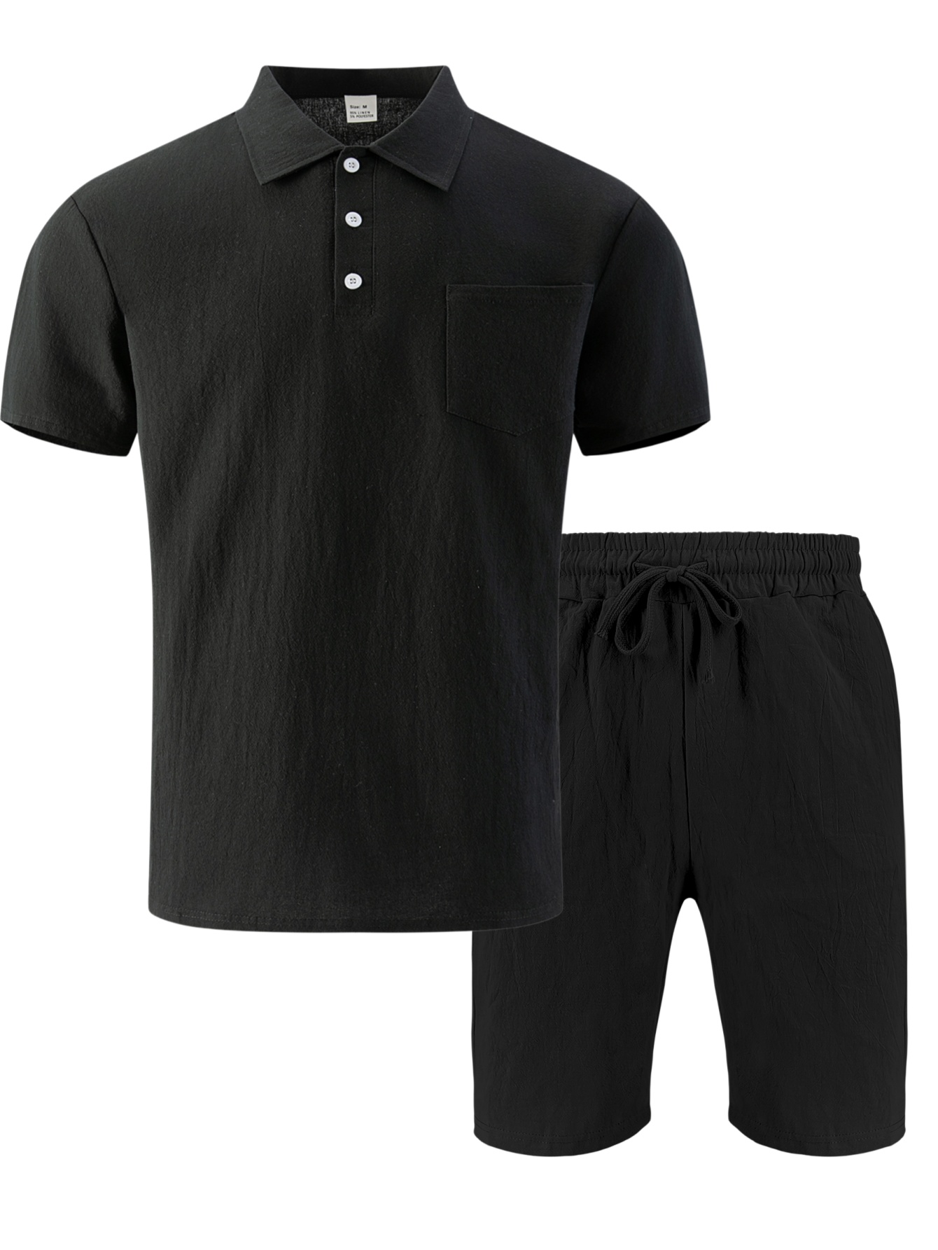 남성용 텍스처드 리넨 폴로 반팔 & 반바지 2종 세트, - Linen Shorts Men 리뷰 및 가격