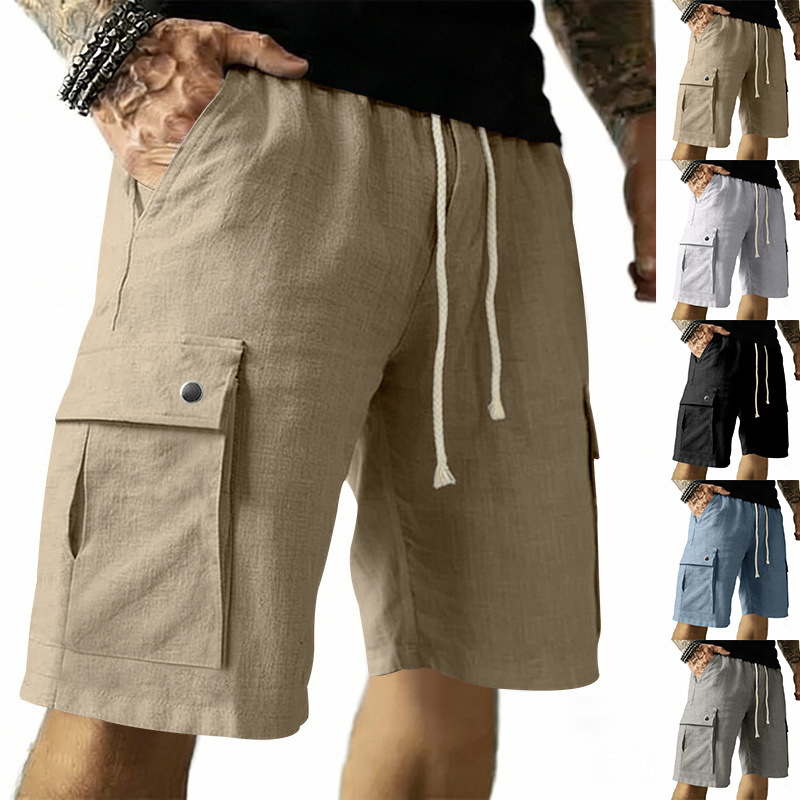 유럽과 미국 스타일의 멀티 포켓 툴링 반바지 남성 여름 - Linen Shorts Men 리뷰 및 가격