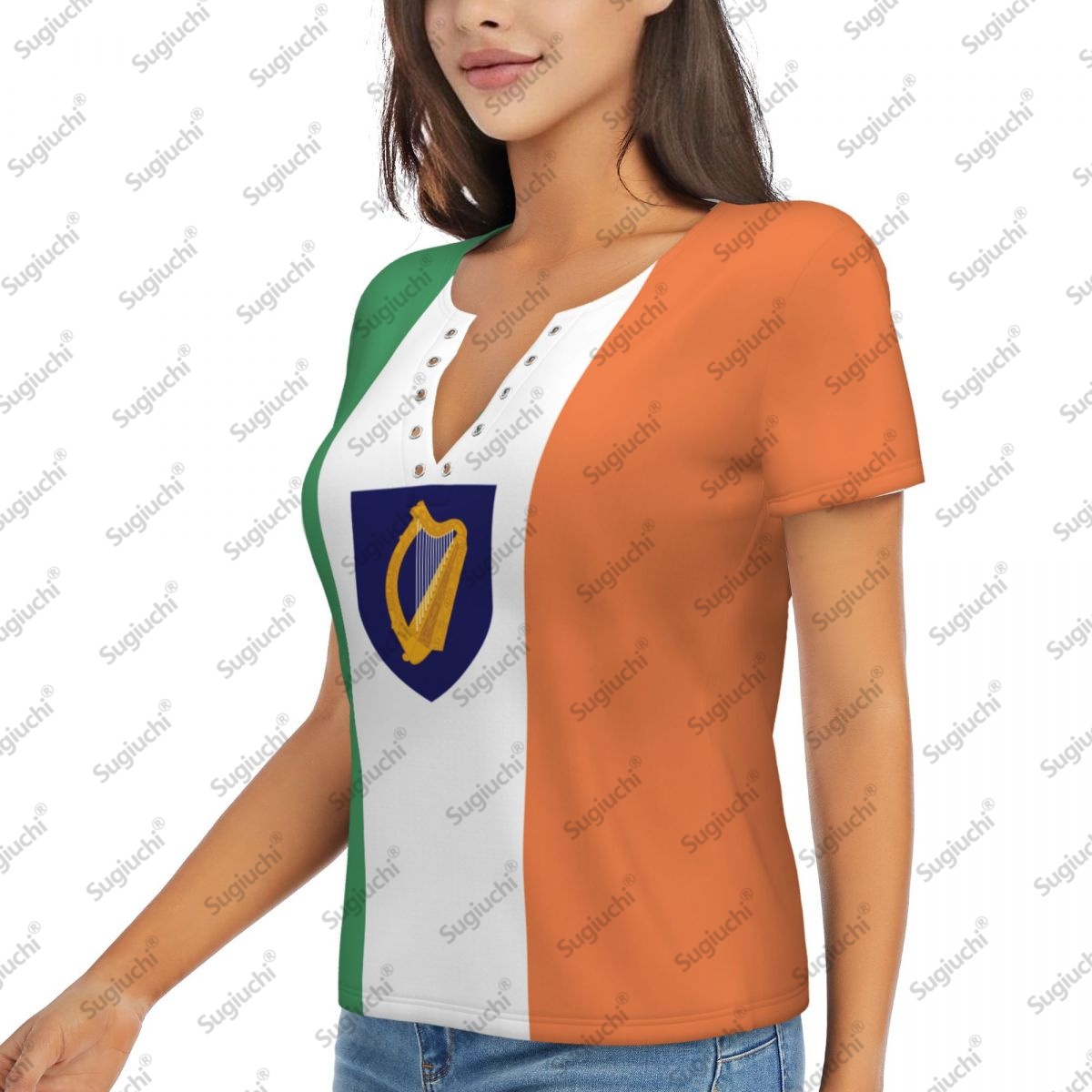 2025 아일랜드 국기 섹시한 딥 브이 넥 여성 3D  - Ireland Summer Clothing 리뷰 및 가격