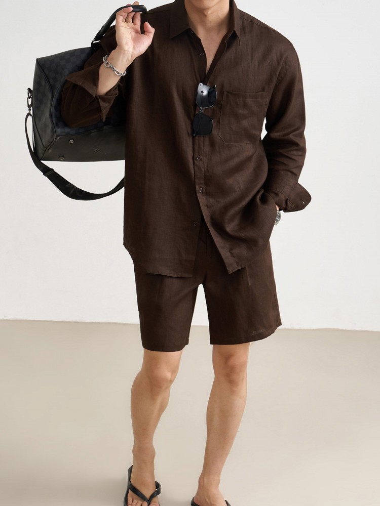여름 남성용 100% 린넨 긴팔 셔츠 상의 무릎 길이  - Linen Shorts Men 리뷰 및 가격