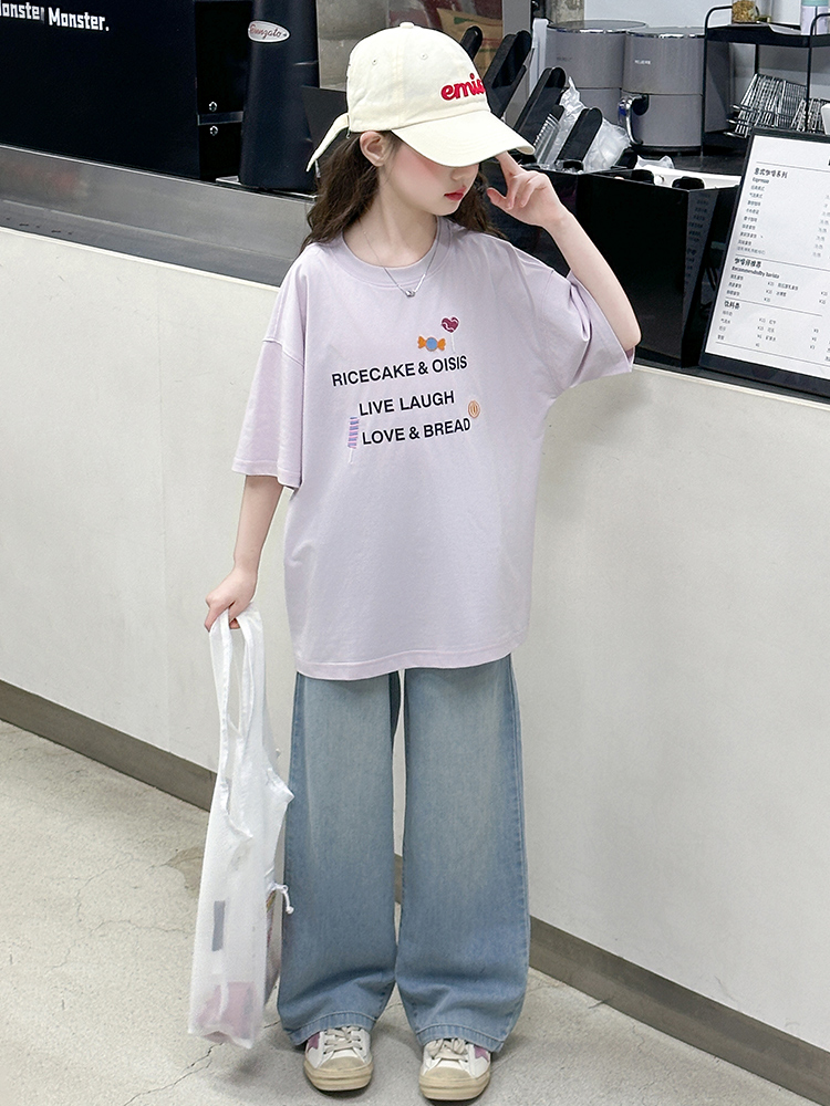 여아 여름 반팔 티셔츠 세트 캐주얼 데님 투피스 수트  - Summer Clothing For Girls 리뷰 및 가격