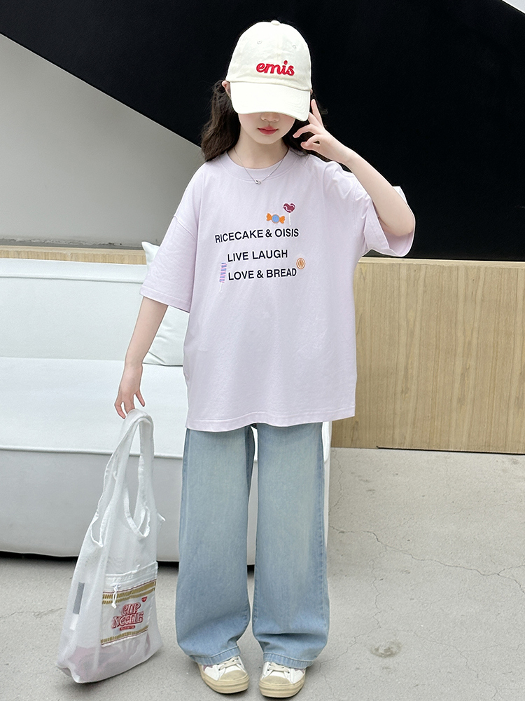 여아 여름 반팔 티셔츠 세트 캐주얼 데님 투피스 수트  - Summer Clothing For Girls 리뷰 및 가격