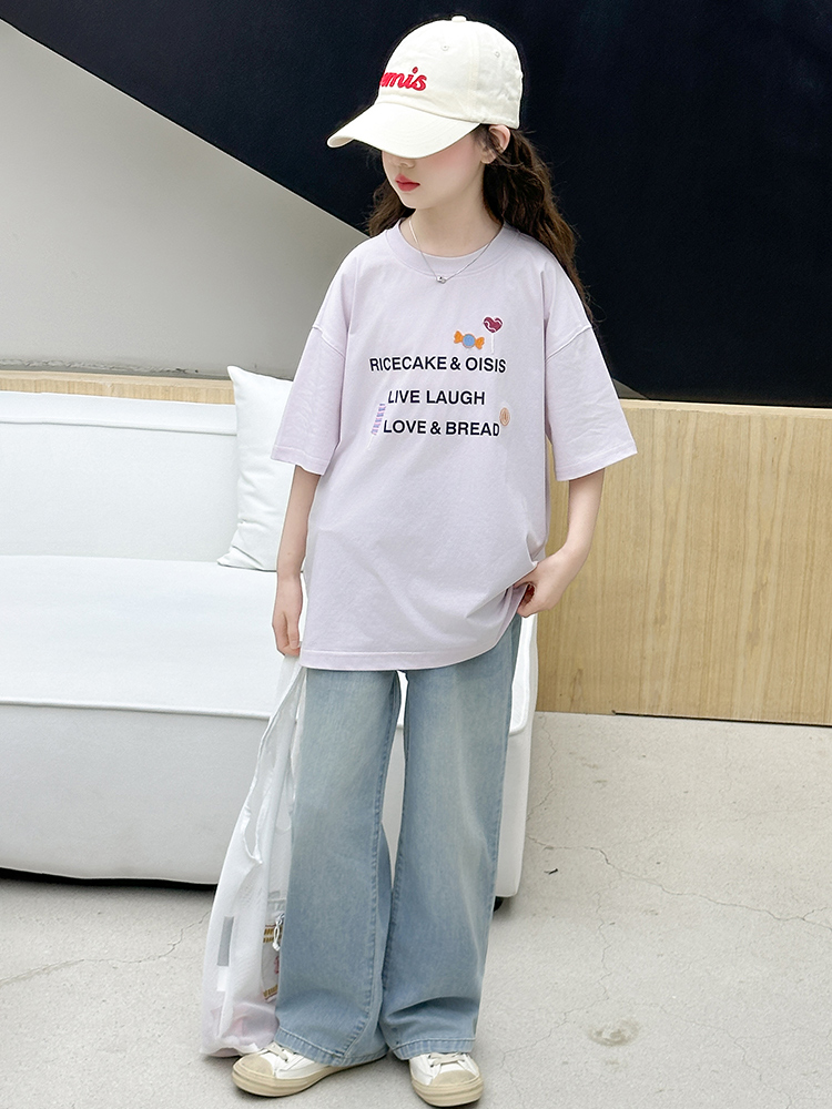 여아 여름 반팔 티셔츠 세트 캐주얼 데님 투피스 수트  - Summer Clothing For Girls 리뷰 및 가격