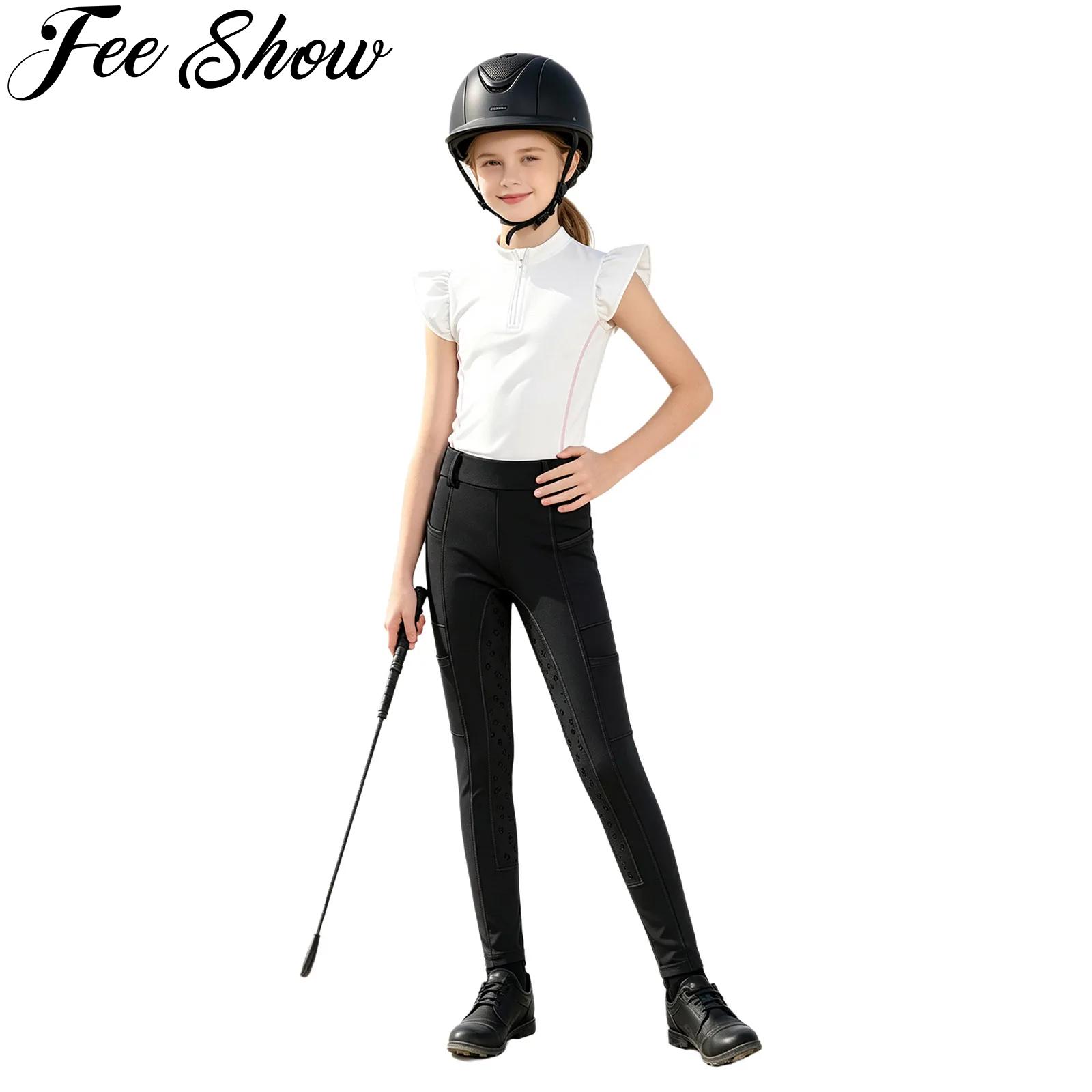 어린이 여자아이 승마복 승마 의류 러플 소매 셔츠 상의 - Summer Equestrian Clothing 리뷰 및 가격