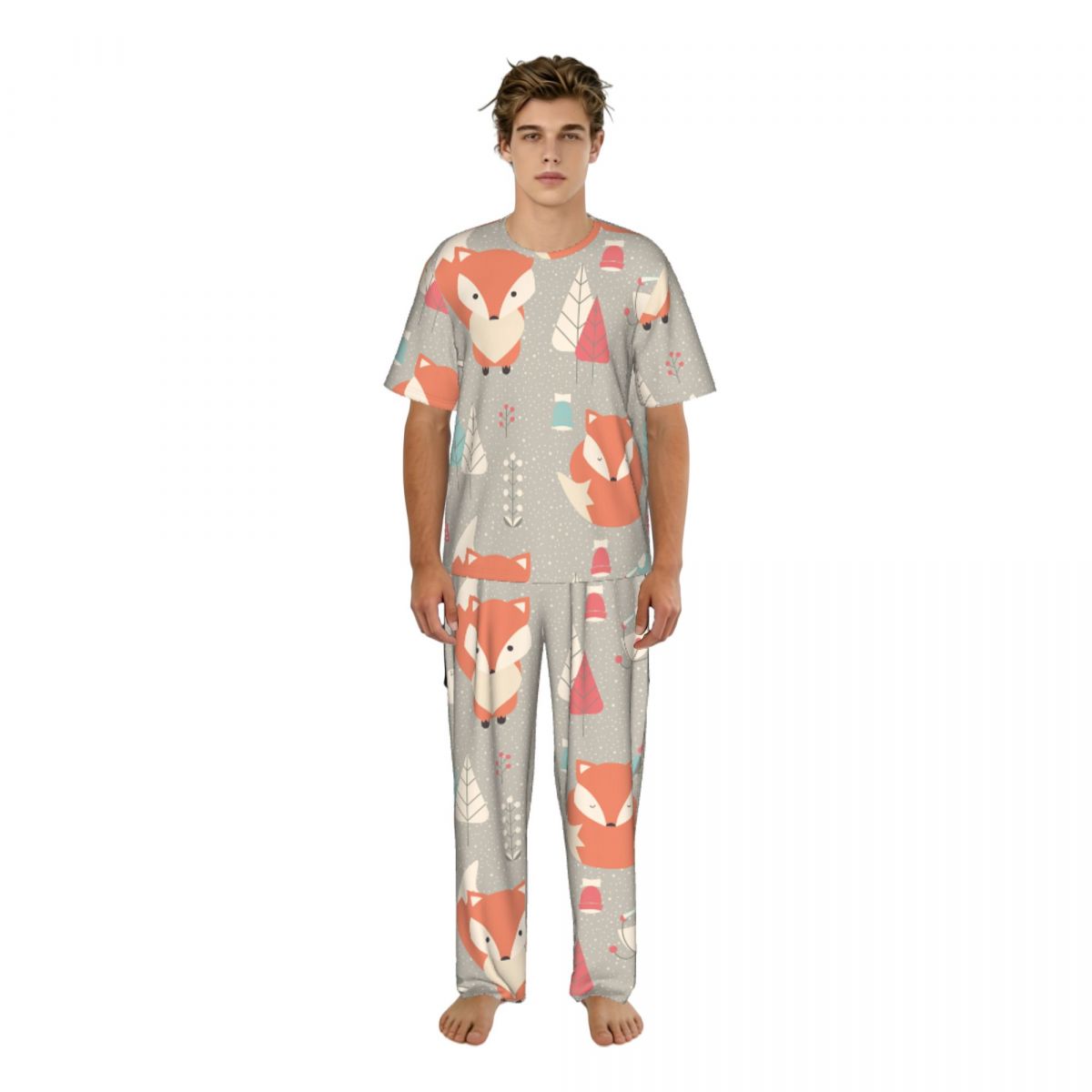 남성 잠옷 정장 반팔 긴 바지 여우 패턴 잠옷 여름 홈 - Summer Clothing Patterns 리뷰 및 가격