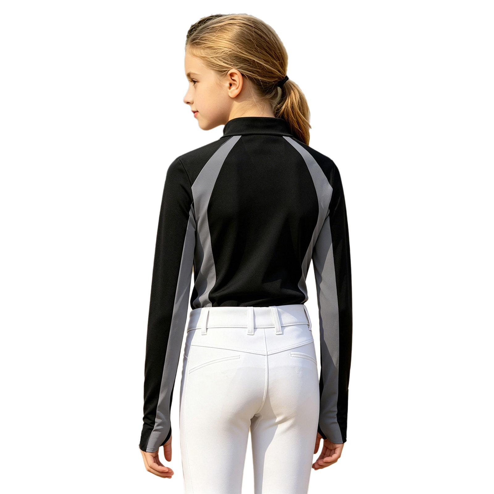 어린이 여자 승마복 긴팔 하프 지퍼 퀵 드라이 컬러 블 - Summer Equestrian Clothing 리뷰 및 가격
