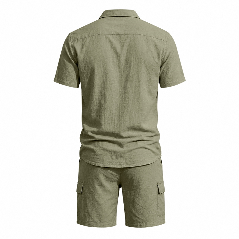 남성 여름 아메리칸 린넨 투피스 세트 반팔 셔츠 드로스 - Summer Clothing Sets 리뷰 및 가격