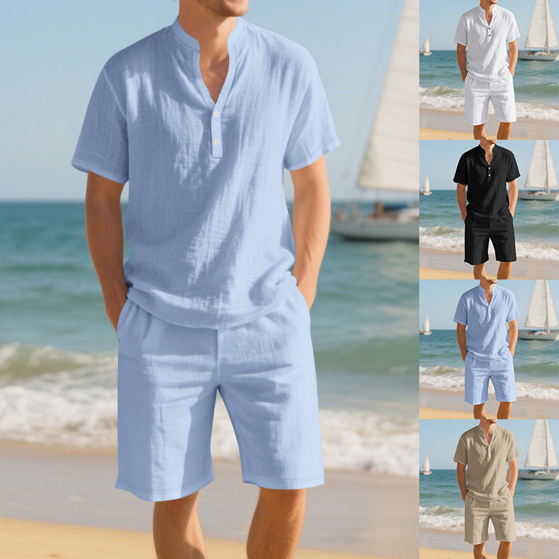 여름 루즈핏 린넨 남성 헨리넥 셔츠 반팔 반바지 투피스 - Linen Shorts Men 리뷰 및 가격