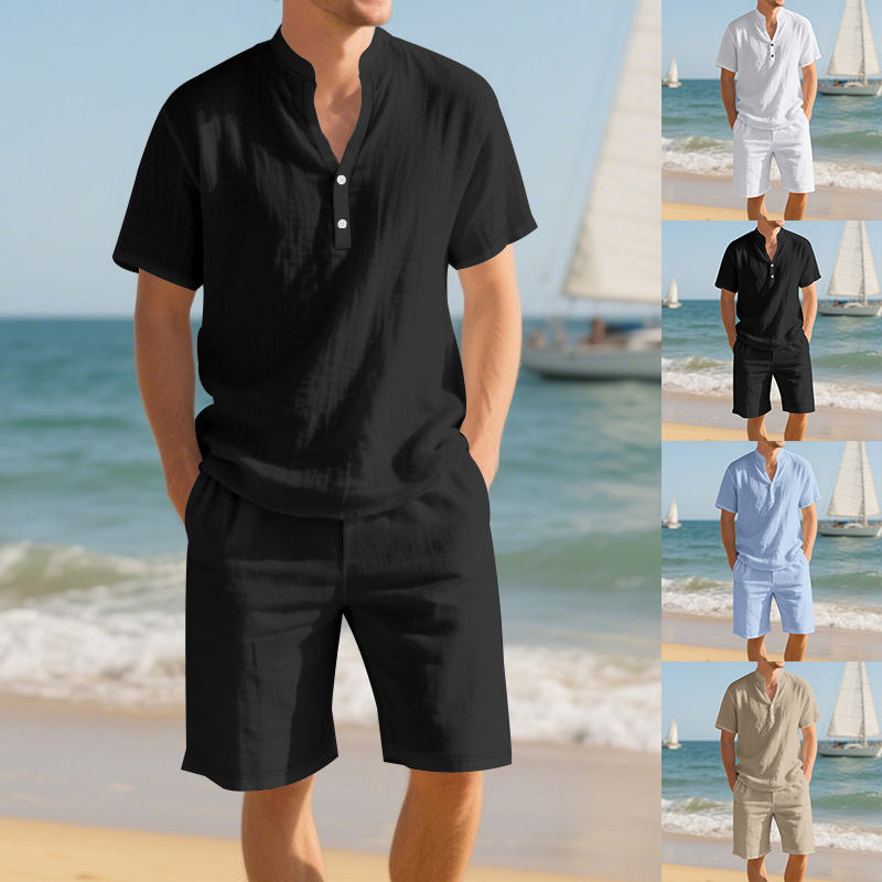 여름 루즈핏 린넨 남성 헨리넥 셔츠 반팔 반바지 투피스 - Linen Shorts Men 리뷰 및 가격