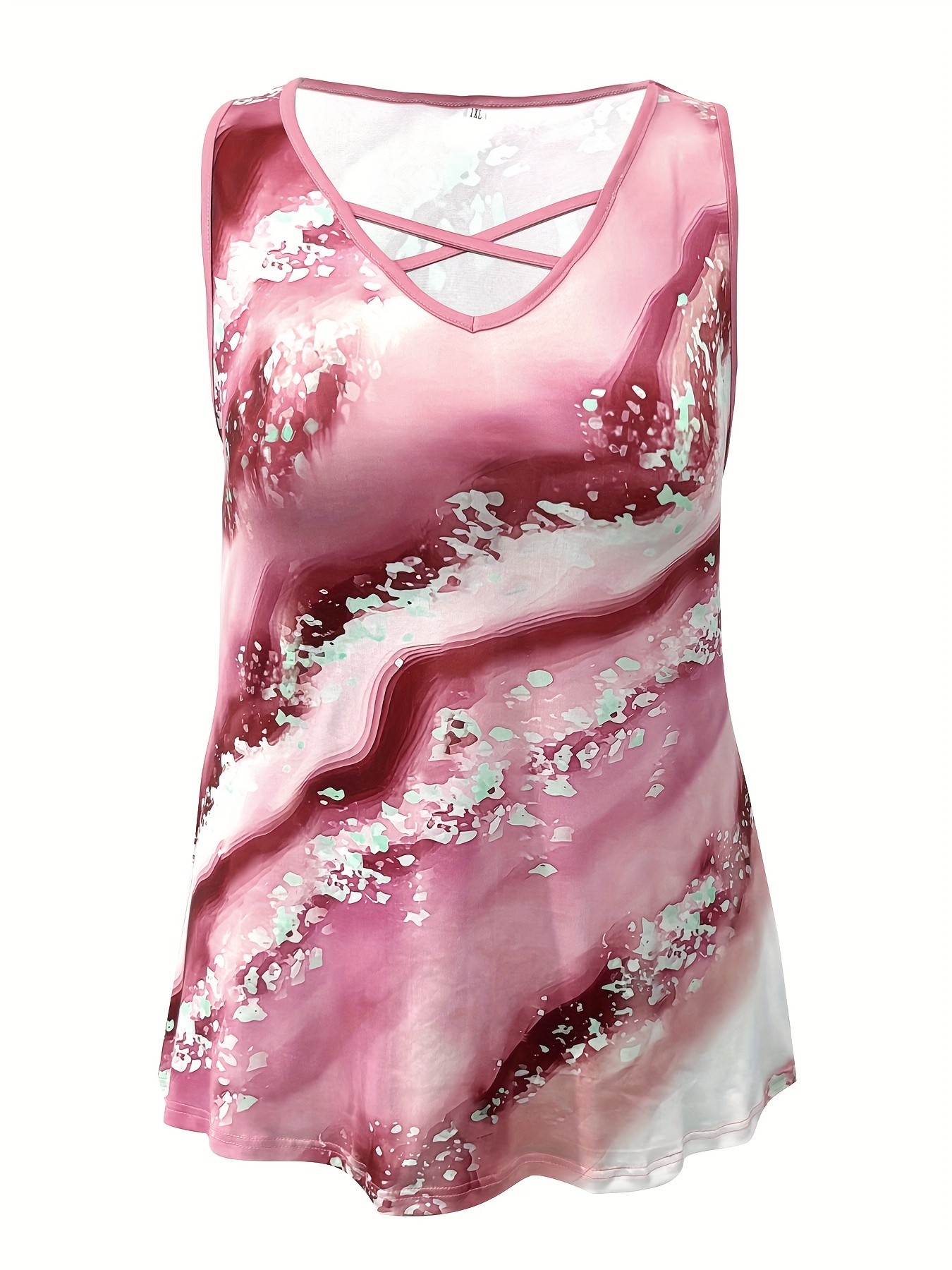 플러스 사이즈 대리석 프린트 탱크 탑 캐주얼 크리스 크 - Summer Upf Clothing 리뷰 및 가격