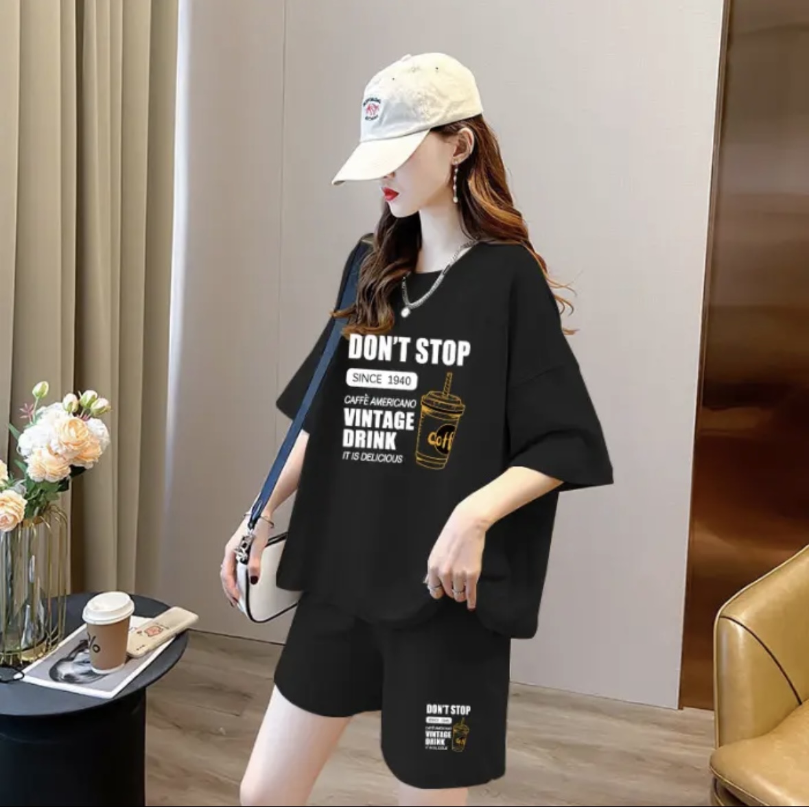 패션 여성 여름 반바지 세트, 스포츠웨어, 오버사이즈  - Summer Clothing Sets 리뷰 및 가격