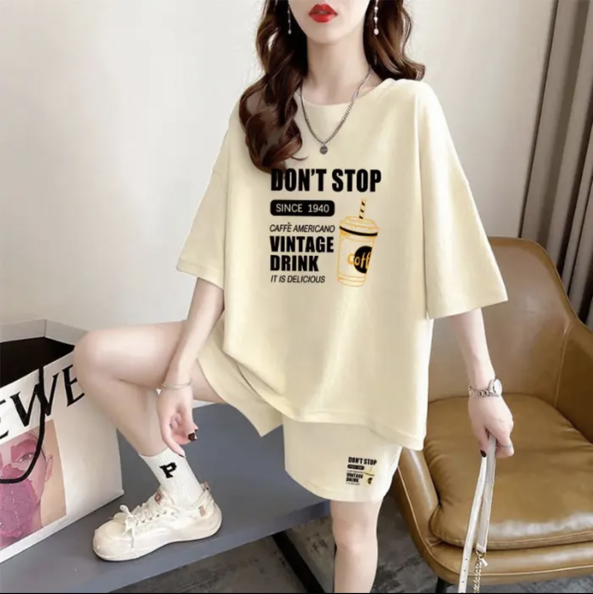 패션 여성 여름 반바지 세트, 스포츠웨어, 오버사이즈  - Summer Clothing Sets 리뷰 및 가격
